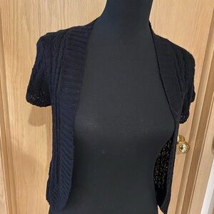 NWT Black open weave American Ragg Bolero, short sleeves